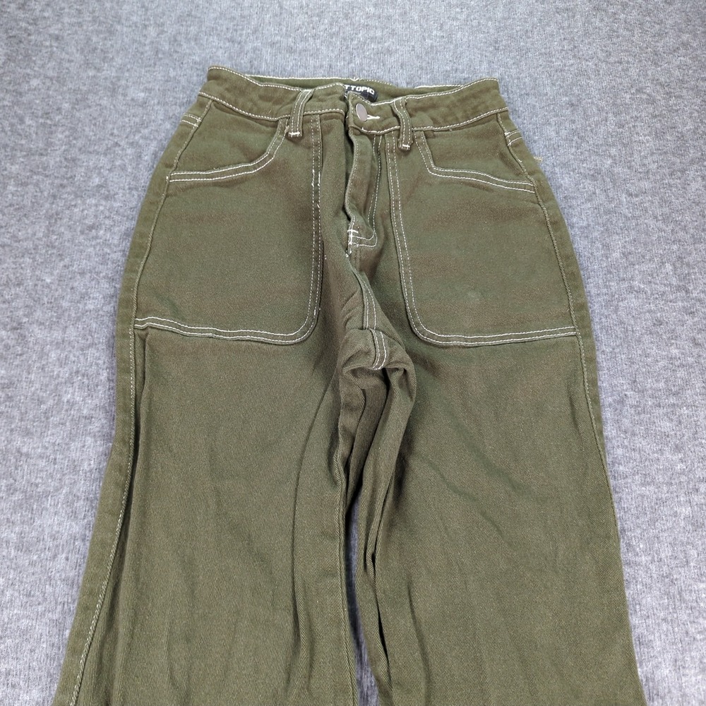 Hot Topic Jeans Womens 3 Green Flare Star Patch Casual Hippie - Picture 4 of 15